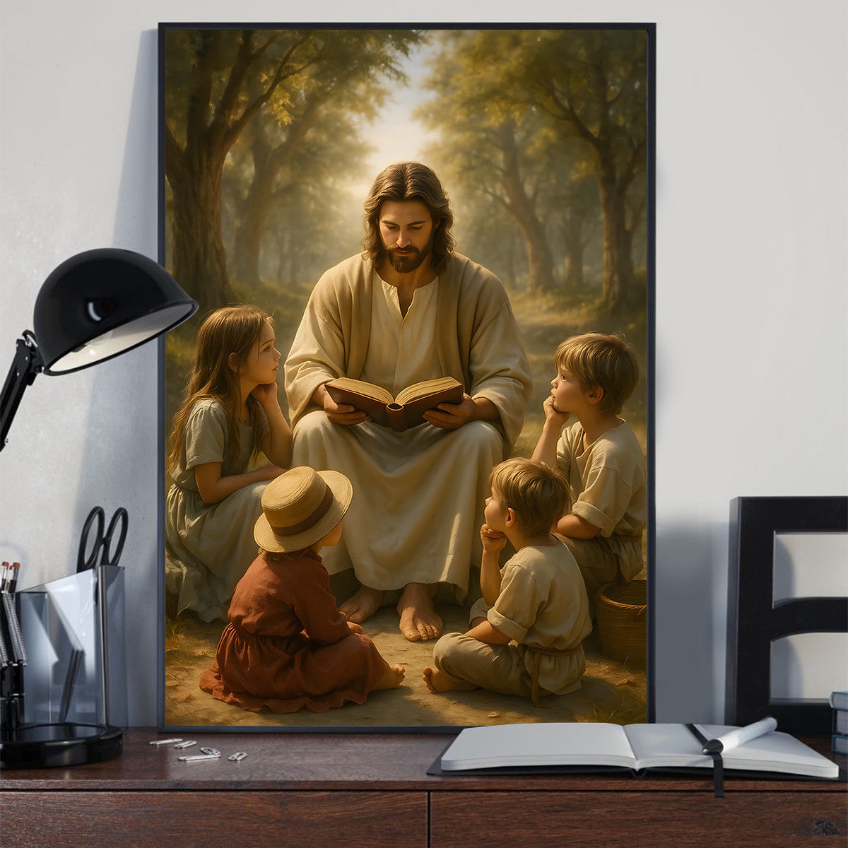 Christian Jesus and Children Canvas Wall Art, Christian Religious Home Decoration, Artwork for Kids Room or Church Wall