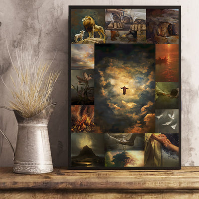 Jesus Canvas Wall Art, Christian Collage Painting Religious Home Decor, Biblical Scenes Faith Based Artwork Spiritual, Gift for Believers and Family