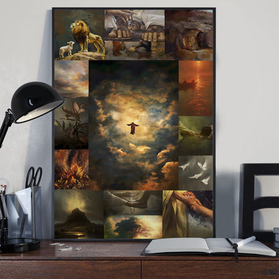 Jesus Canvas Wall Art, Christian Collage Painting Religious Home Decor, Biblical Scenes Faith Based Artwork Spiritual, Gift for Believers and Family