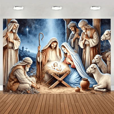 Nativity Scene Wall Art, Jesus Birth Canvas, Holy Family Christmas Painting, Christian Religious Decor, Christmas Home Gift