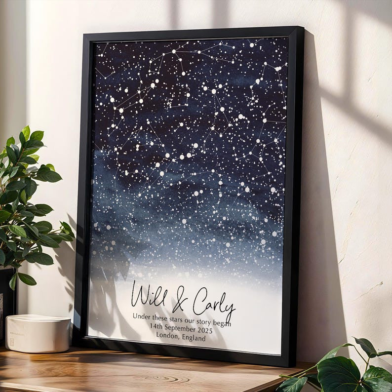 Star Map Personalised, Custom Galaxy Star Map, Anniversary Gift, Valentines Gift, Valentines Day Gift
