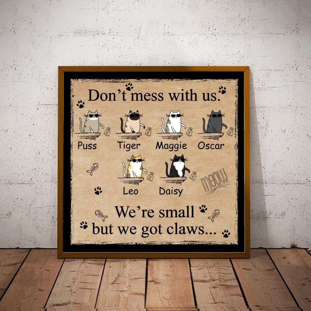 Cat Lovers Dont Mess With Us Personalized Square Framed Prints, Canvas