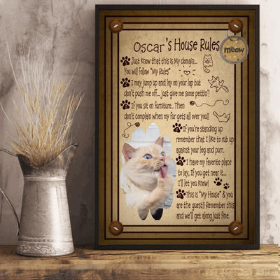 Cat's Home Rules Personalized Canvas Painting, Canvas Hanging Framed Prints, Canvas