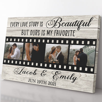 Personalized Canvas Painting, Canvas Hanging Wall Art Gift For Husband, Every Love Story Is Beautiful Our Is My Favorite Wall Art Framed Prints, Canvas