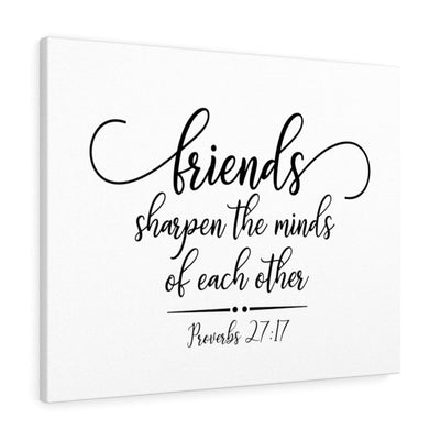 Scripture Canvas Friends Proverbs 27:17 Christian Wall Art Bible Verse Meaningful Home Decor Gifts Unique Housewarming Gift Ideas Framed Prints, Canvas