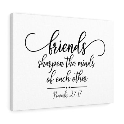 Scripture Canvas Friends Proverbs 27:17 Christian Wall Art Bible Verse Meaningful Home Decor Gifts Unique Housewarming Gift Ideas Framed Prints, Canvas