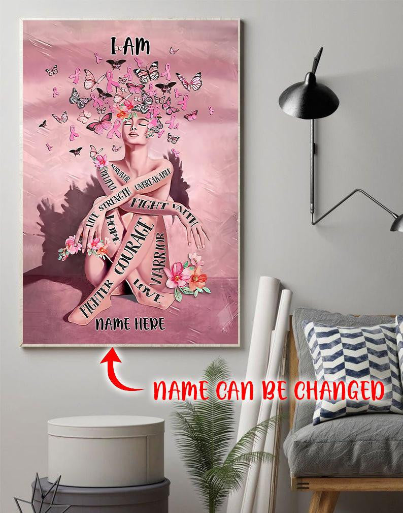 Breast Cancer Wall Art Decor Personalized Gift Idea Birthday Framed Prints, Canvas