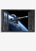 Spacecraft Vintage 3D Window View Canvas Wall Art - Housewarming Gift