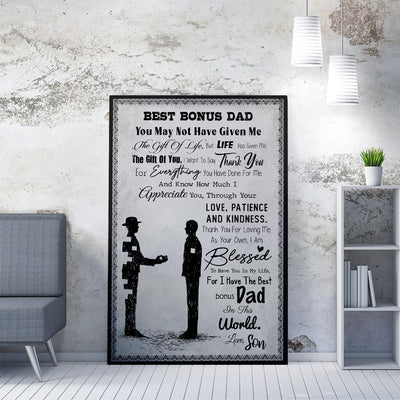 Personalized Canvas Painting, Canvas Hanging Wall Art Gift For Step Dad, Life Has Give Me The Gift Of You Wall Art Fo Step Fathers Day Framed Prints, Canvas