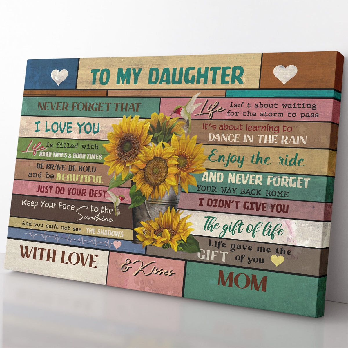 Personalized Canvas Painting, Canvas Hanging Wall Art Gift For Daughter, I Love You Sunflower Wall Art Framed Prints, Canvas