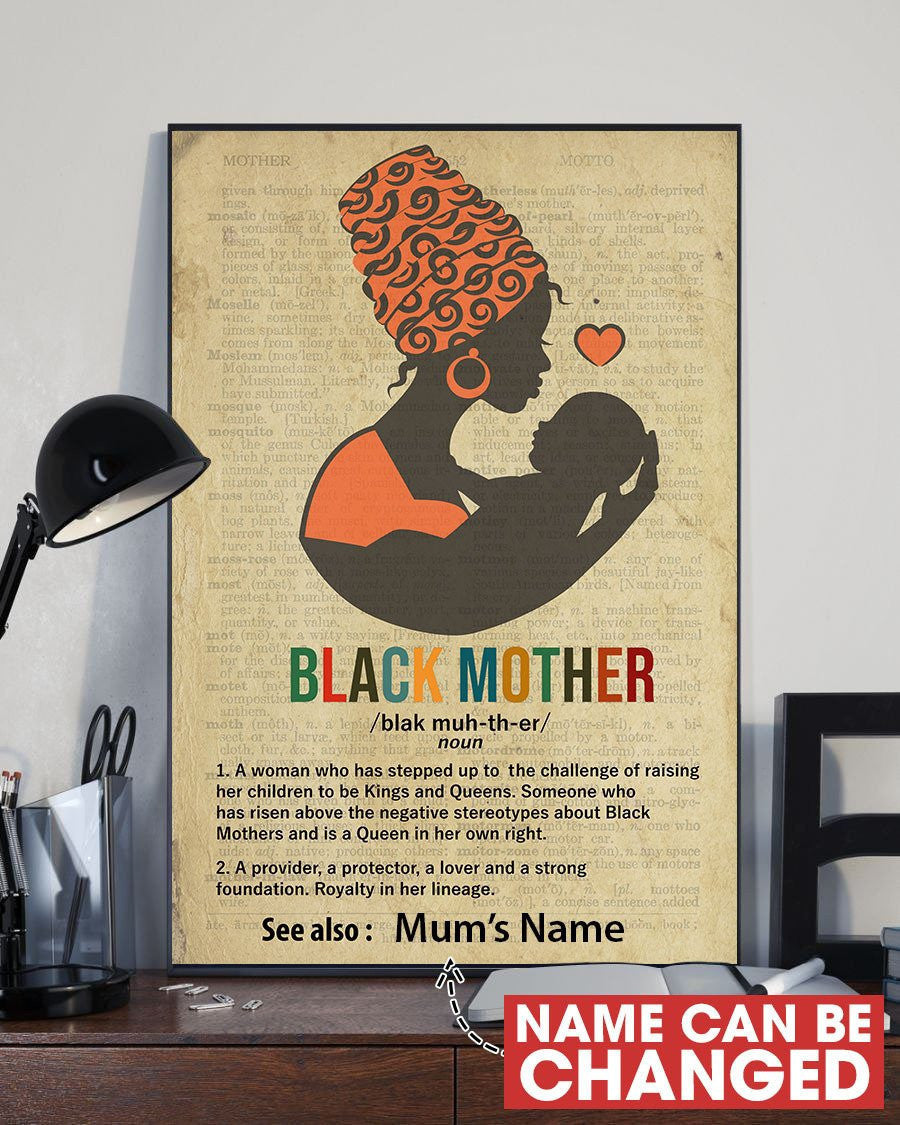 Black Mother Wall Art Personalized Art Home Decoration Gift Idea Framed Prints, Canvas