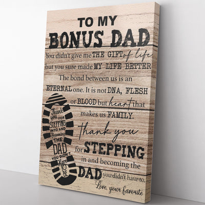 Custom Wall Art Gift For Bonus Dad, The Gift Of Life Step Dad Wall Art Framed Prints, Canvas