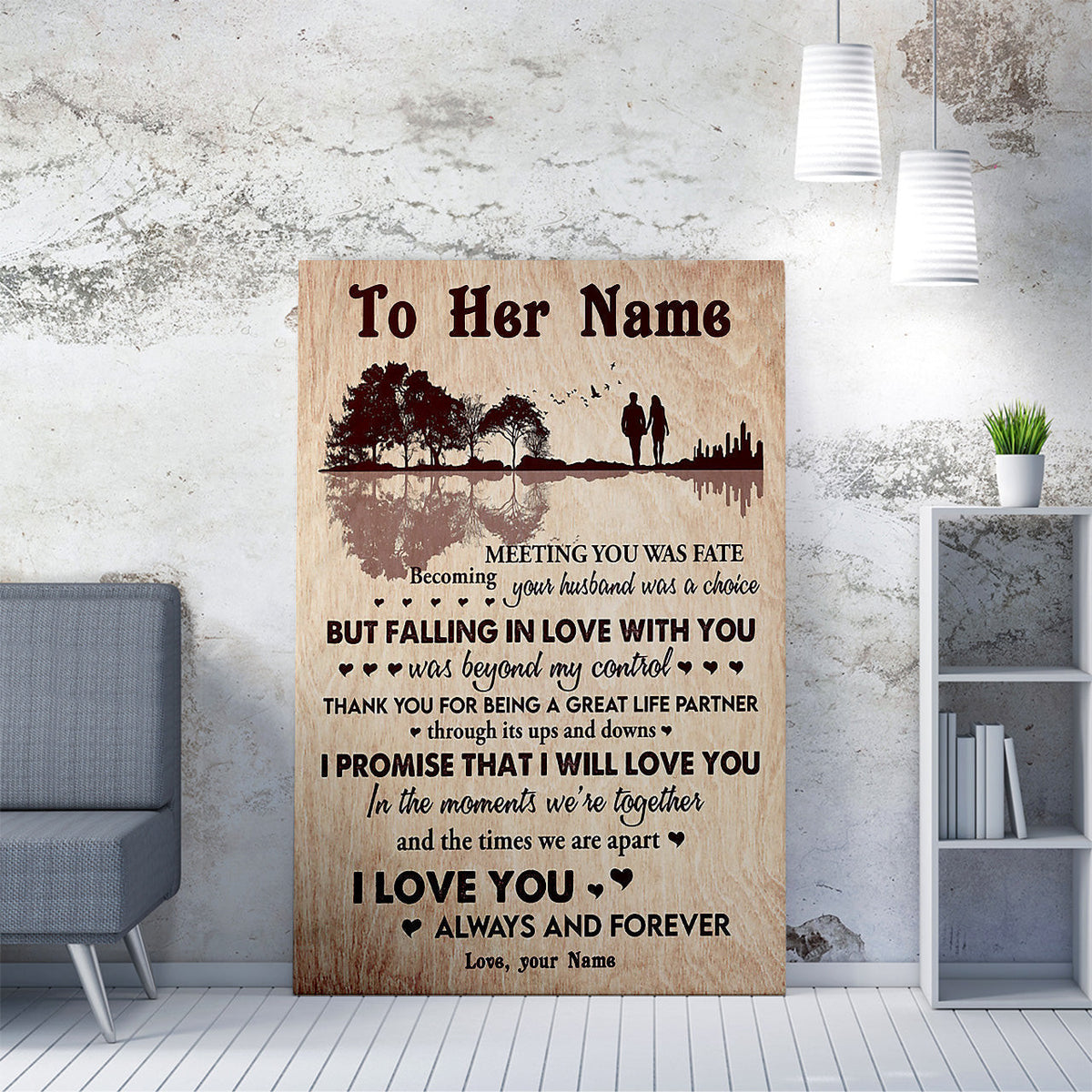 Custom Wall Art Gift For Her, Becoming Your Husband Was A Choice Wall Art For Wife Framed Prints, Canvas