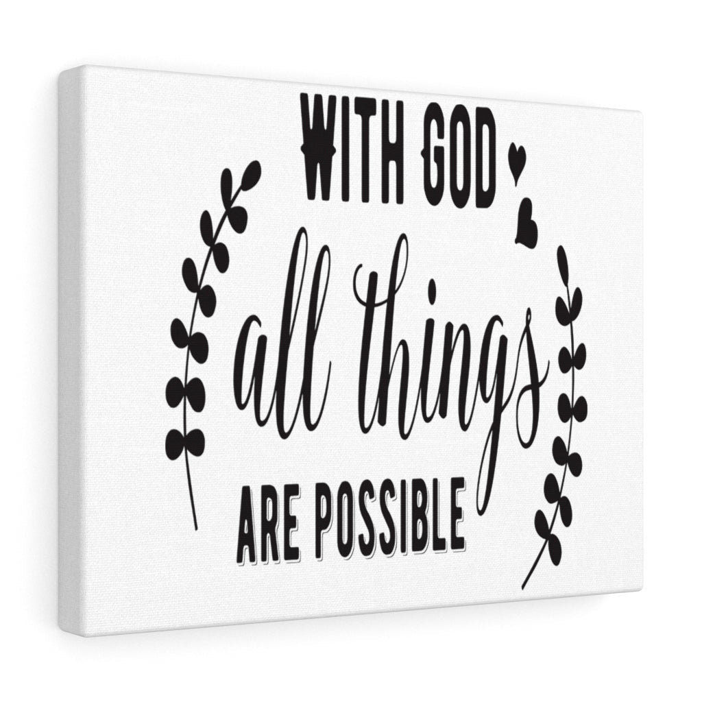 Scripture Canvas Things Are Possible Christian Wall Art Meaningful Home Decor Gifts Unique Housewarming Gift Ideas Framed Prints, Canvas