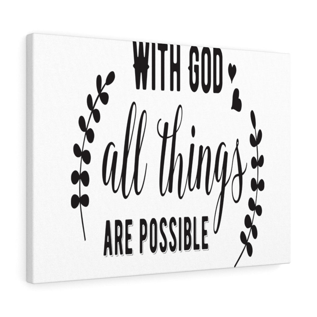 Scripture Canvas Things Are Possible Christian Wall Art Meaningful Home Decor Gifts Unique Housewarming Gift Ideas Framed Prints, Canvas