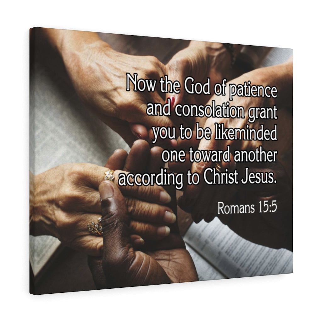 Scripture Canvas According to Christ Jesus Romans 15:5 Christian Wall Art Bible Verse Meaningful Home Decor Gifts Unique Housewarming Gift Ideas Framed Prints, Canvas