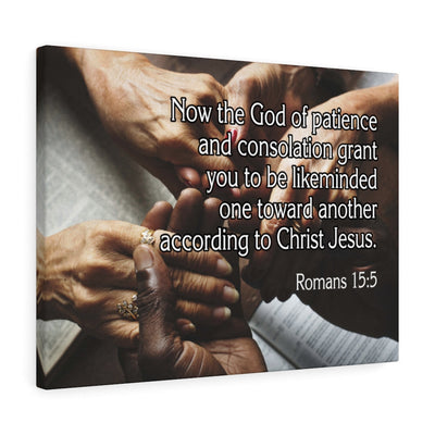 Scripture Canvas According to Christ Jesus Romans 15:5 Christian Wall Art Bible Verse Meaningful Home Decor Gifts Unique Housewarming Gift Ideas Framed Prints, Canvas