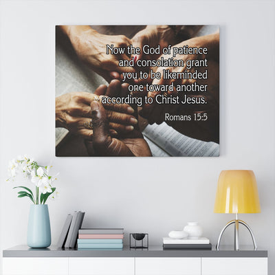 Scripture Canvas According to Christ Jesus Romans 15:5 Christian Wall Art Bible Verse Meaningful Home Decor Gifts Unique Housewarming Gift Ideas Framed Prints, Canvas