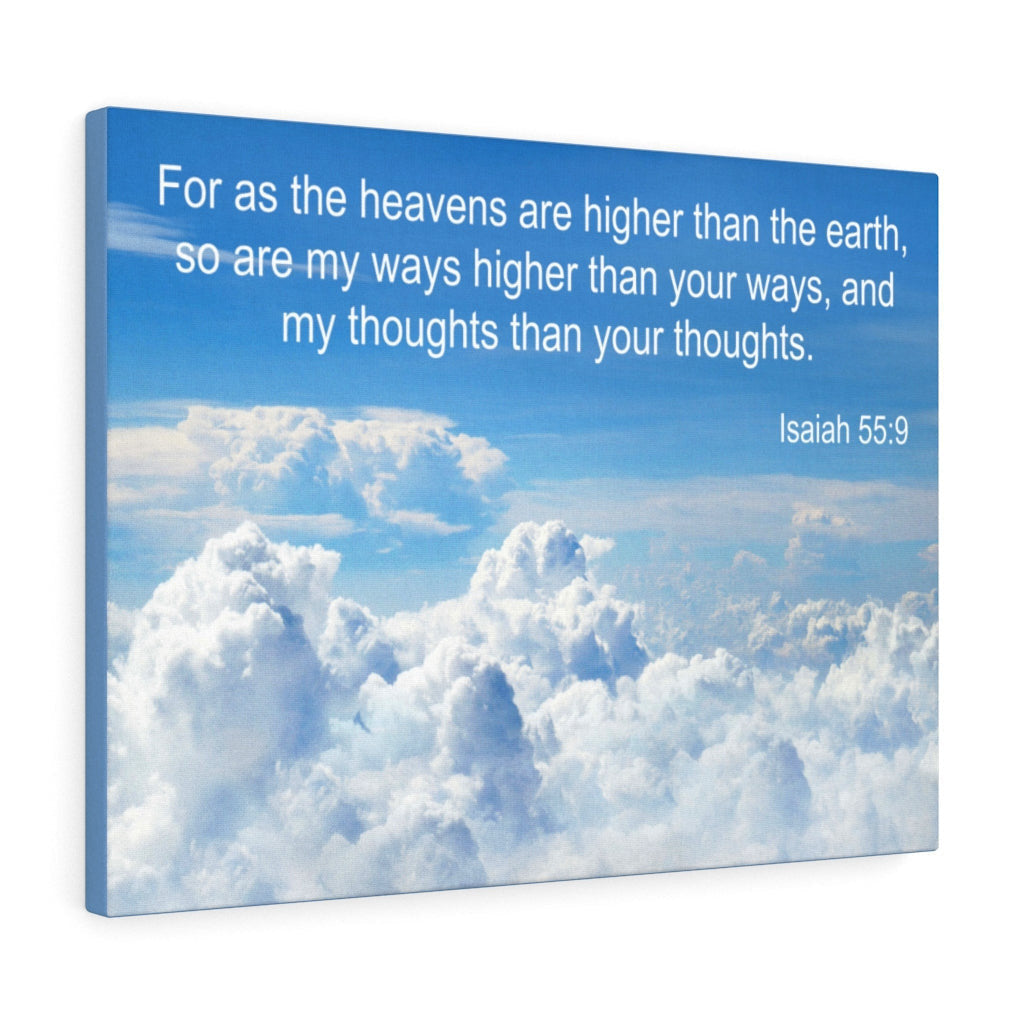 Scripture Canvas Heavens are Higher Isaiah 55:9 Christian Wall Art Bible Verse Meaningful Home Decor Gifts Unique Housewarming Gift Ideas Framed Prints, Canvas