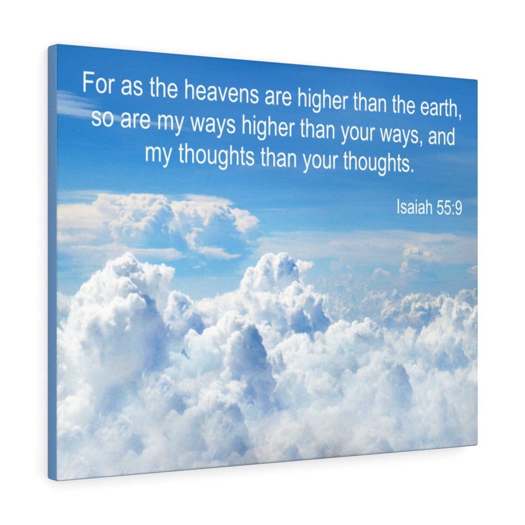 Scripture Canvas Heavens are Higher Isaiah 55:9 Christian Wall Art Bible Verse Meaningful Home Decor Gifts Unique Housewarming Gift Ideas Framed Prints, Canvas