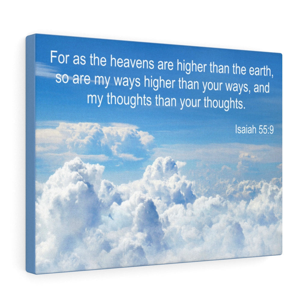 Scripture Canvas Heavens are Higher Isaiah 55:9 Christian Wall Art Bible Verse Meaningful Home Decor Gifts Unique Housewarming Gift Ideas Framed Prints, Canvas