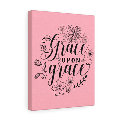 Scripture Canvas Grace Upon Grace Pink Christian Wall Art Meaningful Home Decor Gifts Unique Housewarming Gift Ideas Framed Prints, Canvas