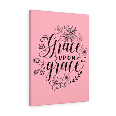 Scripture Canvas Grace Upon Grace Pink Christian Wall Art Meaningful Home Decor Gifts Unique Housewarming Gift Ideas Framed Prints, Canvas