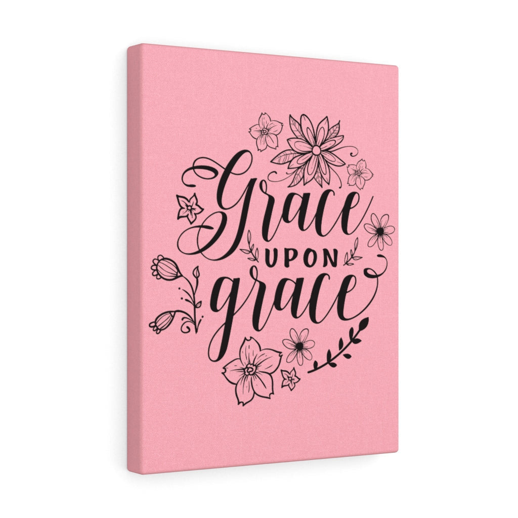 Scripture Canvas Grace Upon Grace Pink Christian Wall Art Meaningful Home Decor Gifts Unique Housewarming Gift Ideas Framed Prints, Canvas