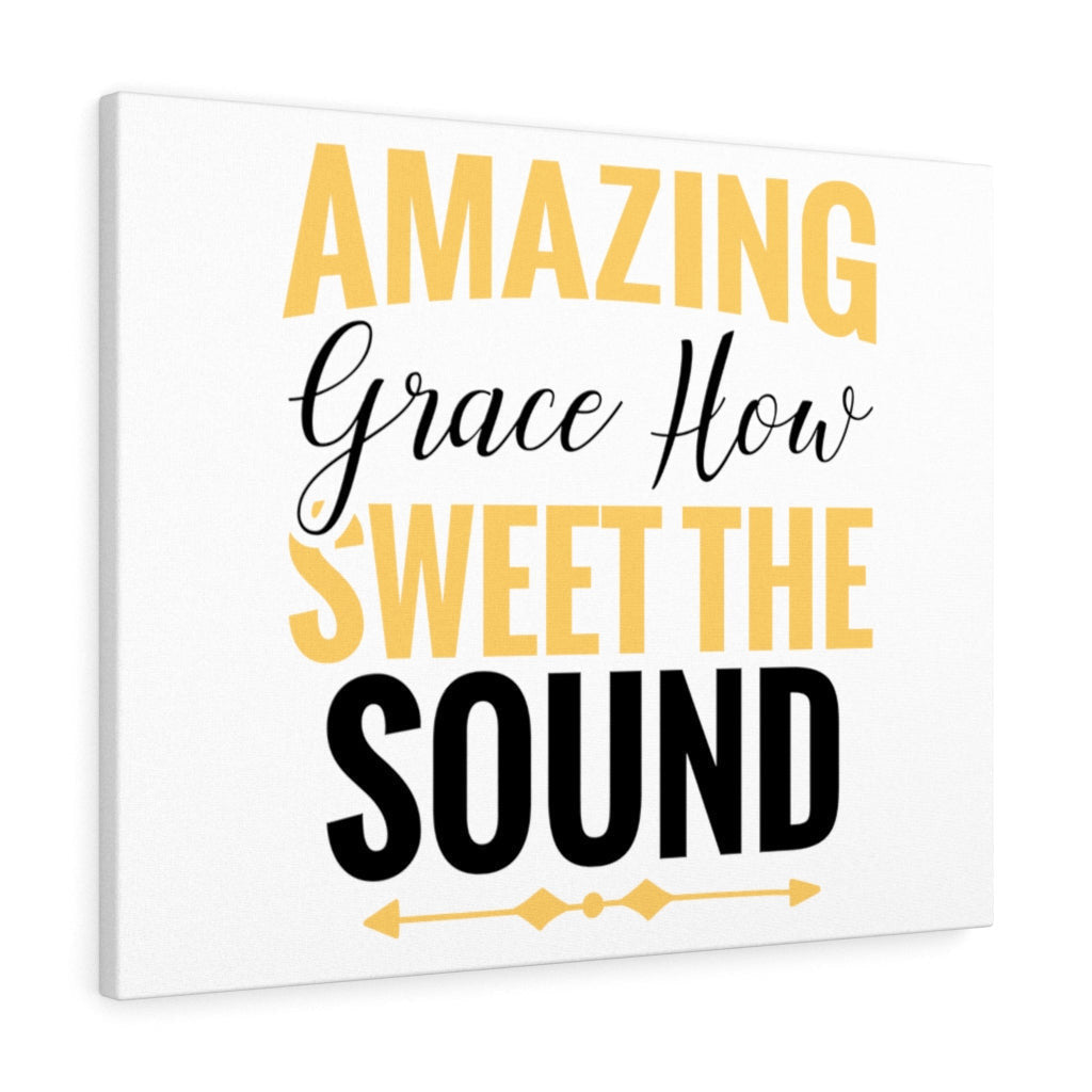 Scripture Canvas Grace How Sweet Christian Wall Art Meaningful Home Decor Gifts Unique Housewarming Gift Ideas Framed Prints, Canvas