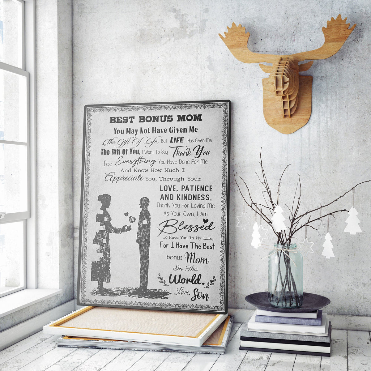 Wall Art Gift For Step Bonus Mom, Your Love Patience And Kindness Wall Art For Step Mothers Day Framed Prints, Canvas
