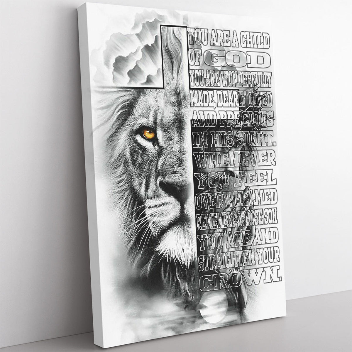 Christian Lion Wall Art Gift For Son, You Are A Child Of God, Whenever You Feel Overwhelmed Wall Art Framed Prints, Canvas
