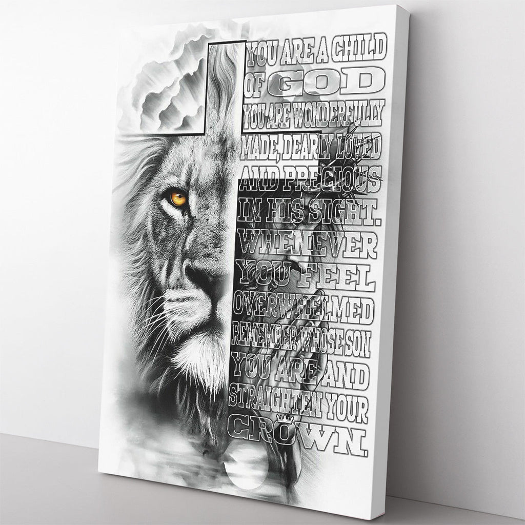 Christian Lion Wall Art Gift For Son, You Are A Child Of God, Whenever You Feel Overwhelmed Wall Art Framed Prints, Canvas