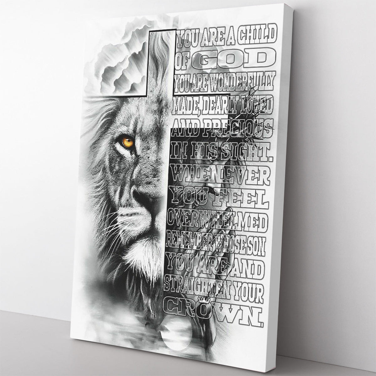 Christian Lion Wall Art Gift For Son, You Are A Child Of God, Whenever You Feel Overwhelmed Wall Art Framed Prints, Canvas