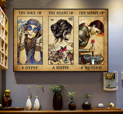 A Gypsy A Hippie A Warrior - Matte Wall Art, Gift For You, Lingving Room Wall Art, Bedroom Wall Art Gallery Canvas Painting, Canvas Hanging Home Decor Gift Idea Framed Prints, Canvas