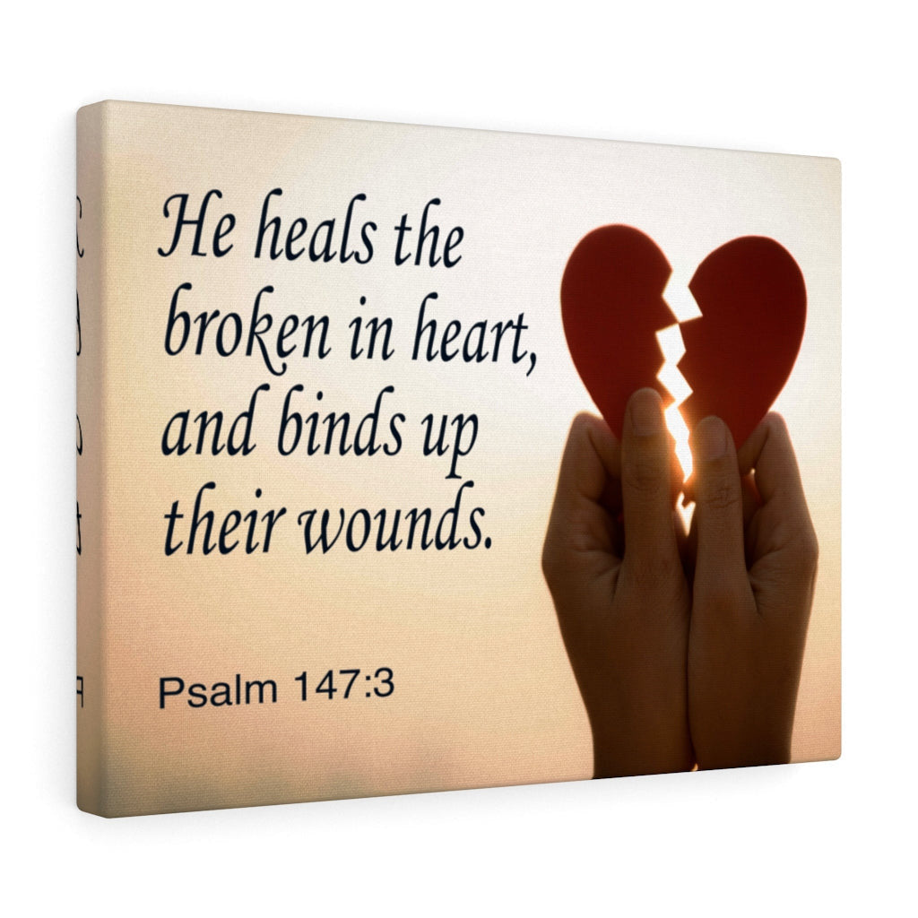 Scripture Canvas Heals the Broken Psalm 147:3 Christian Wall Art Bible Verse Meaningful Home Decor Gifts Unique Housewarming Gift Ideas Framed Prints, Canvas