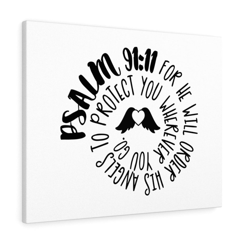 Scripture Canvas Protect You Psalm 91:11 Christian Wall Art Bible Verse Meaningful Home Decor Gifts Unique Housewarming Gift Ideas Framed Prints, Canvas