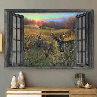 Blacktail Deer 3D Window View  Gift Couple Maize Hunting Lover Da0397-Tnt Framed Prints, Canvas