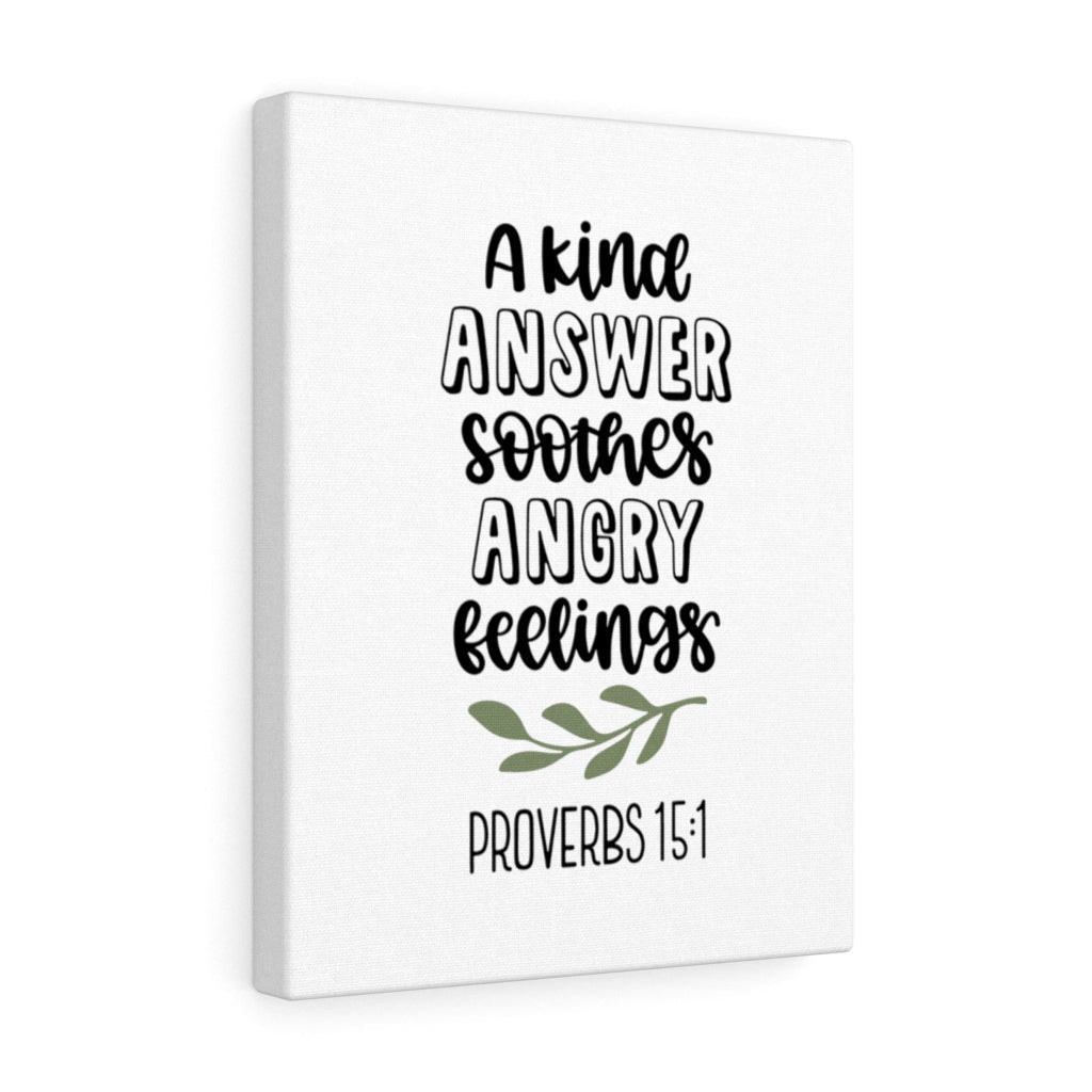 Scripture Canvas Kind Answer Proverbs 15:1 Christian Wall Art Bible Verse Meaningful Home Decor Gifts Unique Housewarming Gift Ideas Framed Prints, Canvas
