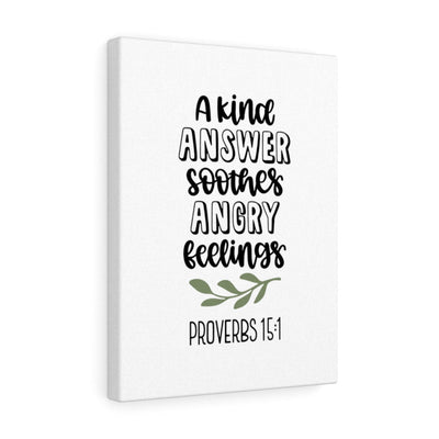 Scripture Canvas Kind Answer Proverbs 15:1 Christian Wall Art Bible Verse Meaningful Home Decor Gifts Unique Housewarming Gift Ideas Framed Prints, Canvas