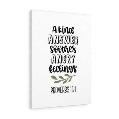 Scripture Canvas Kind Answer Proverbs 15:1 Christian Wall Art Bible Verse Meaningful Home Decor Gifts Unique Housewarming Gift Ideas Framed Prints, Canvas