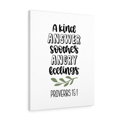 Scripture Canvas Kind Answer Proverbs 15:1 Christian Wall Art Bible Verse Meaningful Home Decor Gifts Unique Housewarming Gift Ideas Framed Prints, Canvas