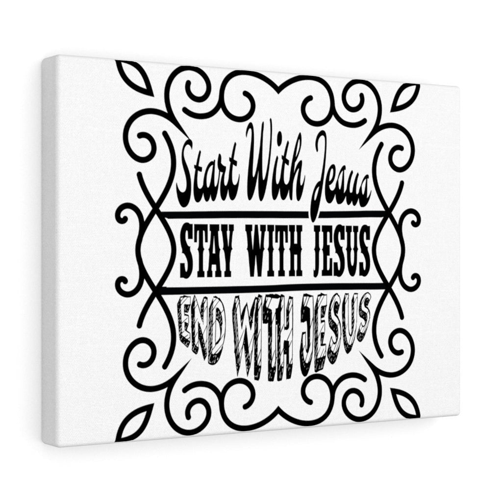 Scripture Canvas Start With Jesus Christian Wall Art Meaningful Home Decor Gifts Unique Housewarming Gift Ideas Framed Prints, Canvas