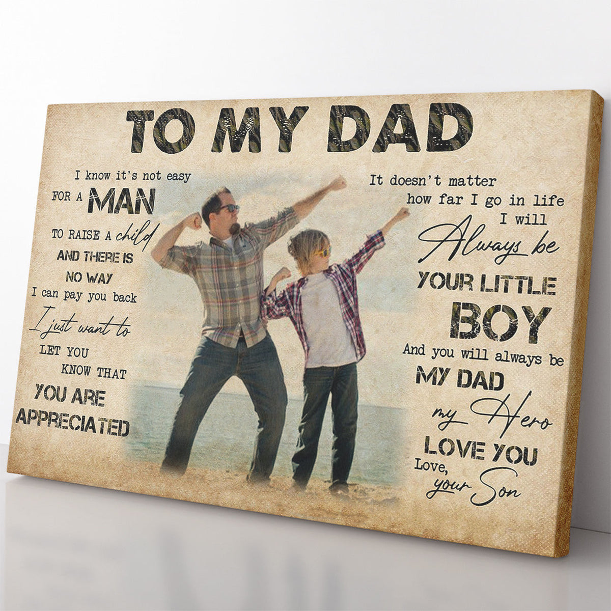 Custom Photo Wall Art Gift For Dad, For A Man To Raise A Child Dad Wall Art Framed Prints, Canvas