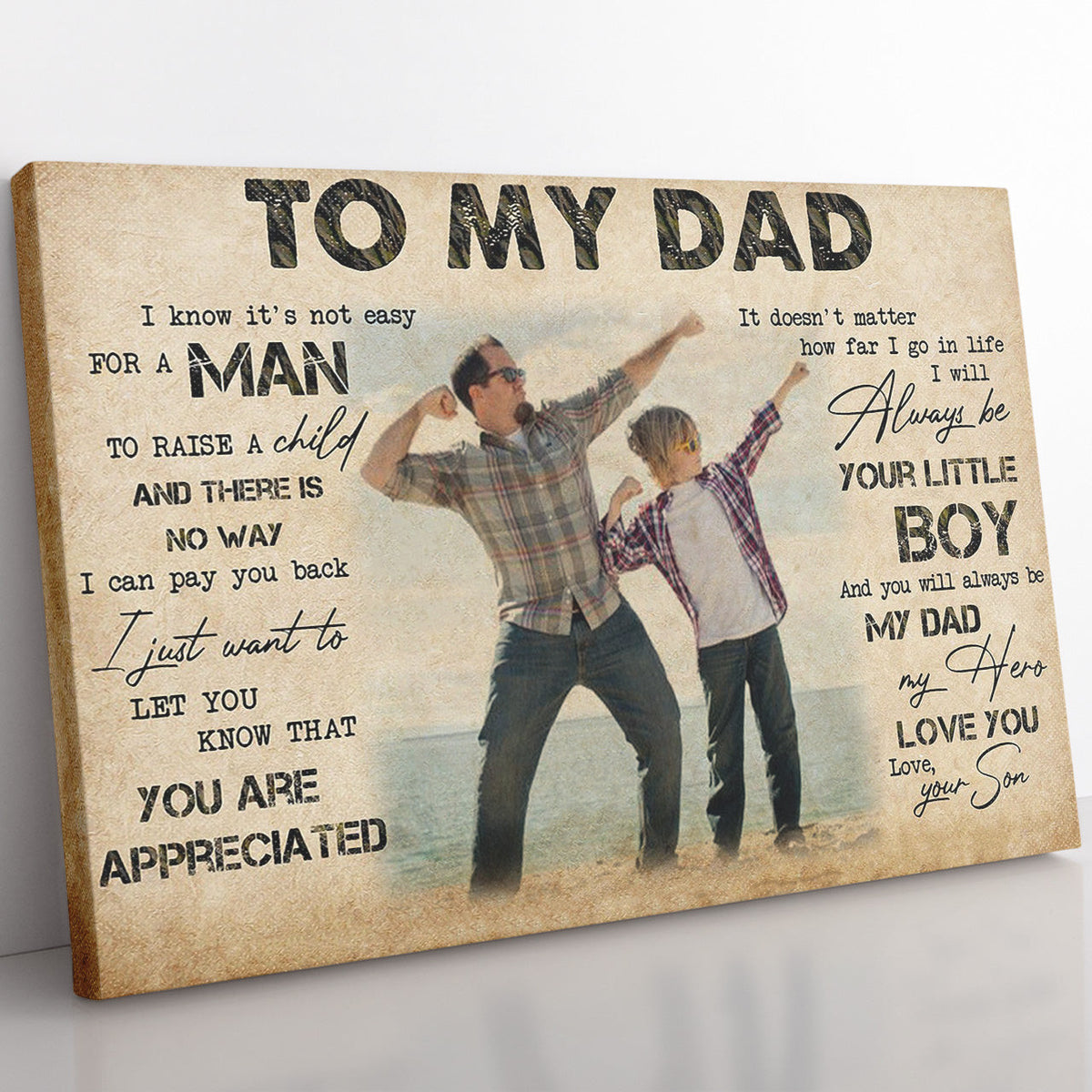 Custom Photo Wall Art Gift For Dad, For A Man To Raise A Child Dad Wall Art Framed Prints, Canvas