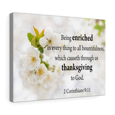 Scripture Canvas Thanksgiving to God 2 Corinthians 9:11 Christian Wall Art Bible Verse Meaningful Home Decor Gifts Unique Housewarming Gift Ideas Framed Prints, Canvas