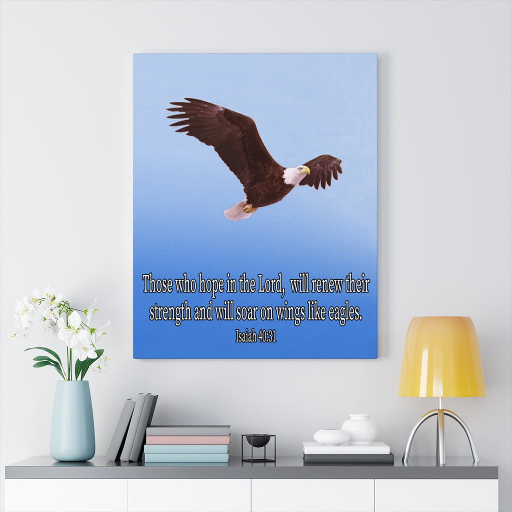 Scripture Canvas Soar With the Lord Isaiah 40:31 Christian Wall Art Bible Verse Meaningful Home Decor Gifts Unique Housewarming Gift Ideas Framed Prints, Canvas