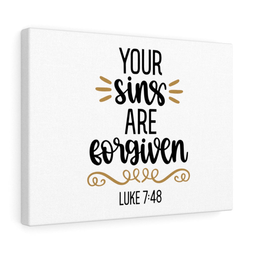 Scripture Canvas Forgiven Luke 7:48 Christian Wall Art Bible Verse Meaningful Home Decor Gifts Unique Housewarming Gift Ideas Framed Prints, Canvas