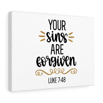 Scripture Canvas Forgiven Luke 7:48 Christian Wall Art Bible Verse Meaningful Home Decor Gifts Unique Housewarming Gift Ideas Framed Prints, Canvas