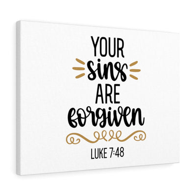 Scripture Canvas Forgiven Luke 7:48 Christian Wall Art Bible Verse Meaningful Home Decor Gifts Unique Housewarming Gift Ideas Framed Prints, Canvas