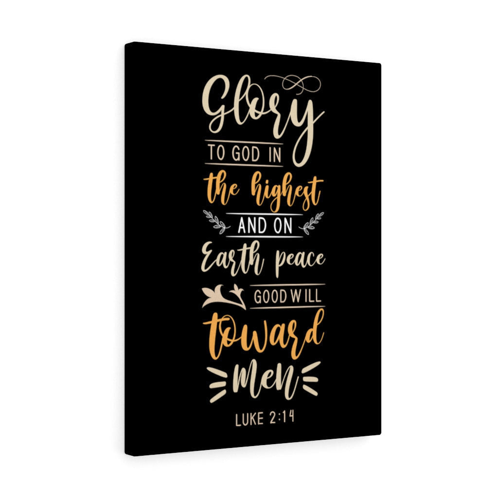 Scripture Canvas Good Will Luke 2:14 Christian Wall Art Bible Verse Meaningful Home Decor Gifts Unique Housewarming Gift Ideas Framed Prints, Canvas